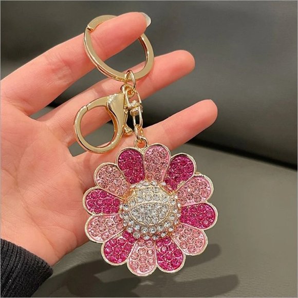 Takashi Murakami Style Rhinestone Flower Keychain/Bag Charm NWT - Picture 4 of 10